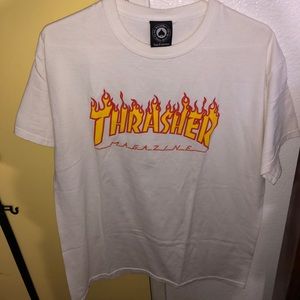 Thrasher Flame Logo White T-Shirt